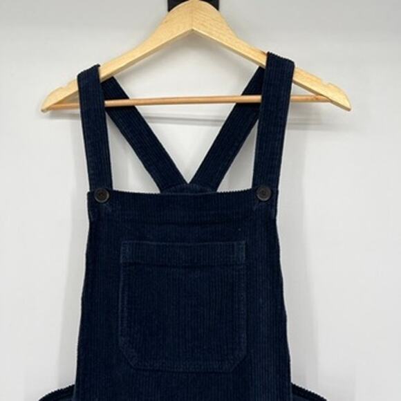 Reformation Navy Corduroy Baldwin Overalls Ribbed Wide Leg Women's 10 Blue - Picture 7 of 14